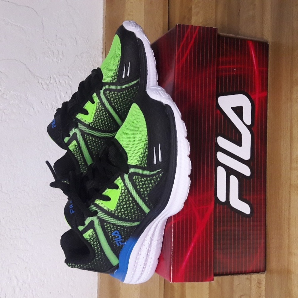 Fila Kids' Neon Green and Black Sneakers